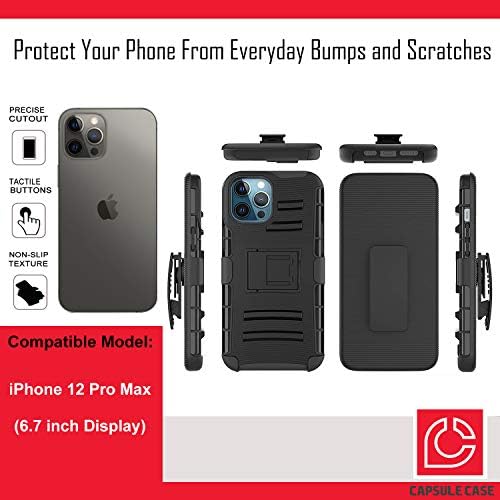 Ohiya Esetben Kompatibilis az iPhone 12 Pro Max [Katonai szintű Védelem, Ütésálló, nagy teherbírású Állvány Védő Tok