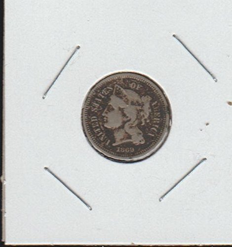 1869 Nikkel Három Cent (1865-1889) Három-Os Választás Rendkívül Finom