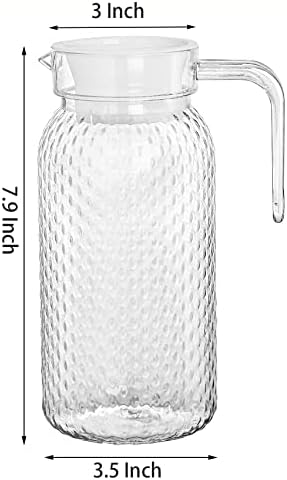 Nicunom 2 Csomag Akril Kancsó Fedővel, 34 OZ/1 Liter BPA-Mentes Tiszta Víz Dobó, Törhetetlen Kancsó, hőálló Hűtőszekrény