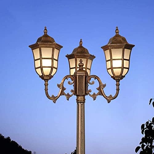 Erős, Tartós Európai Bronz Gyep Út Post Lámpa E27 Vintage Kerti Villa Park Állólámpa 3-Fények Victoria Vízálló Táj Magas