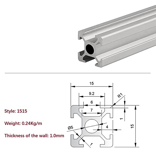 Mssoomm 10 Pack 1515 Alumínium Extrudált Profil, Hossz 96.46 inch / 2450mm Ezüst, 15 x 15 mm 15 Sorozat T Típusú, T-Slot