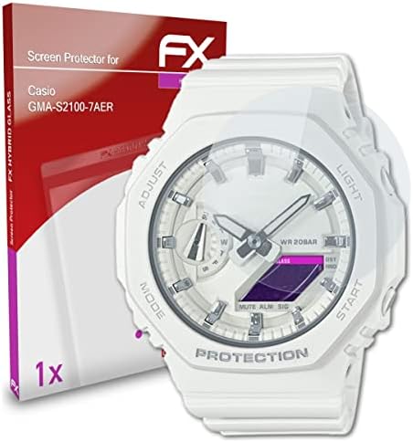 atFoliX Műanyag Üveg Védőfólia Kompatibilis Casio GMA-S2100-7AER Üveg Protector, 9H Hibrid-Üveg FX Üveg kijelző Védő