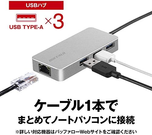 Buffalo LUD-U3-CGHSV/N Giga-Kompatibilis C-Típusú Dokkolóegység, LAN Adapter, Vezetékes LAN Port, USB 3.2 (Gen1), Japán
