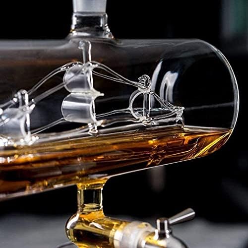 Whiskys Üveget Szett 4 Szemüveg & Tölgyfa Állni, Egyedi Ital Adagoló Whisky, Rum & Alkohol Alkohol Hordókkal