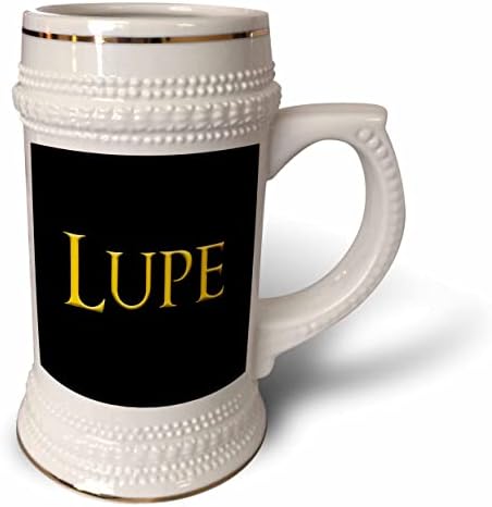 3dRose Lupe népszerű kisfiú neve Amerikában. Sárga, fekete varázsa. - 22oz Stein Bögre (stn-364292-1)