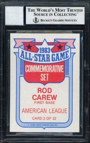 Rod Carew Dedikált 1984 Topps All Star sor Kártya 2 Kaliforniai Angyalok Auto Osztály 10 Beckett BAS 12510570 - Baseball