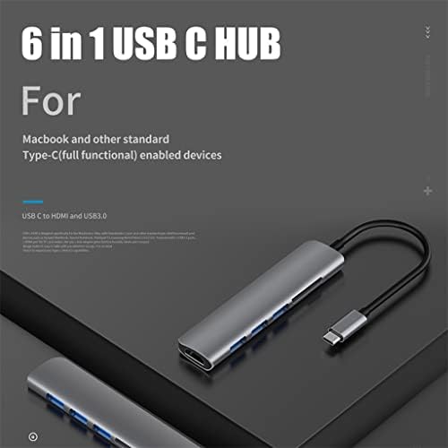 LHLLHL USB 3.1 C-Típusú Adaptert, Hub, hogy a 4K Thunderbolt 3 USB C Hub Elosztó 3.0 TF SD Olvasó Nyílás (Szín : Szürke,