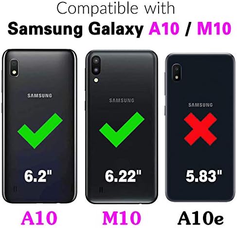Asuwish Kompatibilis a Samsung Galaxy A10 M10 Tárca az Esetben Edzett Üveg kijelző Védő fólia Hitelkártya Birtokos Flip