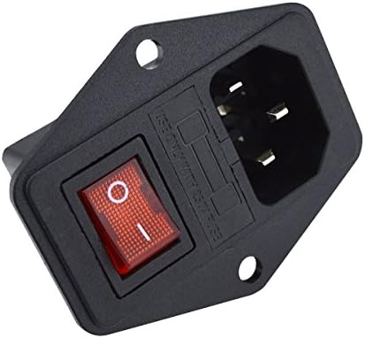 GFORTUN Vörös Fény Bemeneti Modul Plug Switch Férfi hálózati Csatlakozó Adapter 10A 250V 6A 125V 3 Pin IEC320 C14, Biztosítékkal
