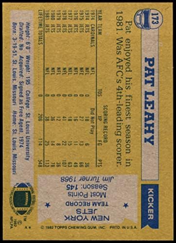 1982 Topps 173 Pat Leahy New York Jets (Foci Kártya) NM/MT Jets St. Louis
