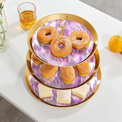 LLNSUPPLY batikolt Stílus Design 3-rétegű Műanyag Muffin Állvány Z Tálca - Arany Elegáns, Dekoratív Desszert, Torta