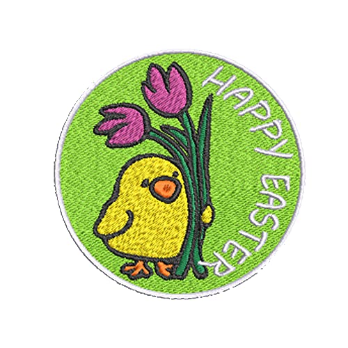 Boldog Húsvéti Javítás Csirke Baba Csaj Tulipán Virág, Madarak, Állatok, Zöld Hímzett 3.5 Vas-vagy Varrjuk-A Prémium