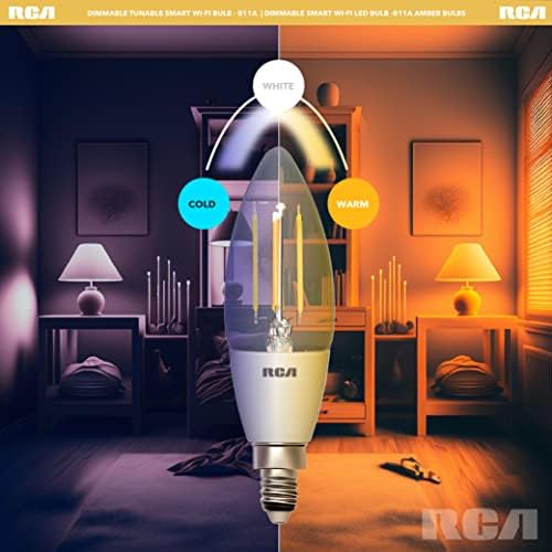 RCA WiFi Smart Izzók | Amber B11 Vintage LED Izzó Kompatibilis a Google, illetve Alexa Eszközök Home | 4W (40W Eq),