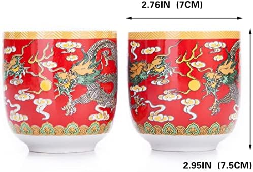 TE GYŰJTŐK Készlet 6 Kelet-Ázsiai Design Kerámia Teás Csésze Fehér Kék Sárkány - 8 OZ Kapacitás Minden