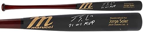 Jorge Soler Atlanta Braves Dedikált Marucci Játék Modell Bat a 21 WS MVP Felirat, - Dedikált MLB Denevérek