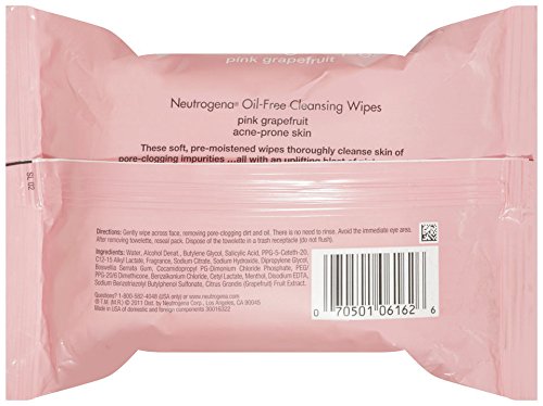 Neutrogena Olaj Mentes Arc Tisztító Smink Törlőkendő, Rózsaszín Grapefruit, Eldobható Pattanásos Arcát Kendő, hogy Távolítsa