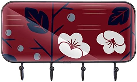 Piros Japán Stílusú Virágos Minta Nyomtatás fogas Fali, Bejárat fogas 4 Össze a Kabát, Sapka Törölköző, Táska Köntös