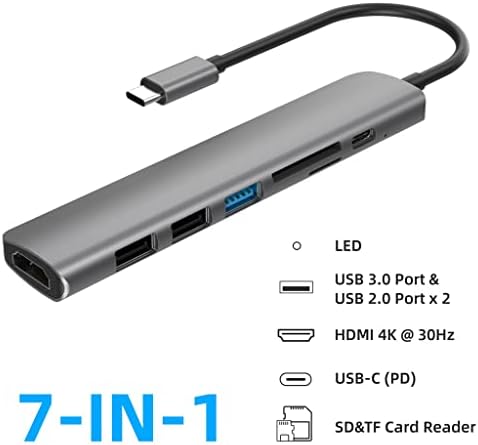 MBBJM USB 3.1 C-Típusú Adaptert, Hub, hogy a 4K Thunderbolt 3 USB C Hub Elosztó 3.0 TF SD Olvasó Nyílás (Szín : Szürke,