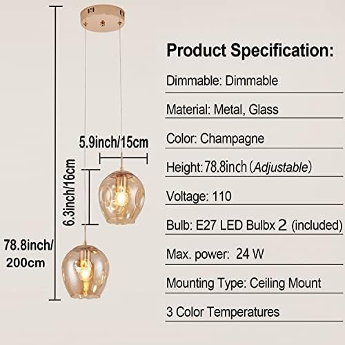 Szabályozható Medál Mennyezeti Világítás, üveggömb Csillár Lámpa Lámpatest, Modern LED-Állítható Lógó Lámpa Előtér,