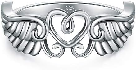BORUO 925 Sterling Ezüst Gyűrű Magas lengyel Szív, Angyal Szárnyak Gyűrű 4-12