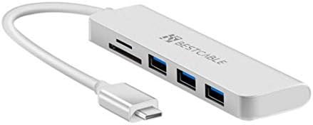 A LEGJOBB KÁBEL USB-C Hub Többportos Adapter - 5 az 1-ben Hordozható, 3 USB 3.0 Port, SD/TF Kártya Olvasó, Kompatibilis