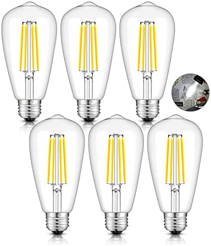 CRLight 5000K 6W, Szabályozható Edison LED Izzó Napfény Fehér Fény, 70W Egyenértékű 700 Lumen E26 Közepes Bázis, Vintage