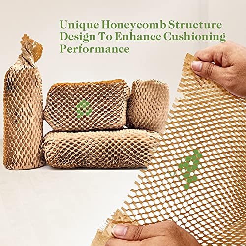 Méhsejt Csomagoló Papír, 12 x 65' Honeycomb Csillapítás Wrap Roll Mozgó Szállítási Csomagolás Ajándékok, Újrahasznosítható