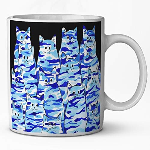 Napsugár Esetekben Kerámia Bögre - Kék Camo Álcázás Cicák Macska Művészet által Denise Minden