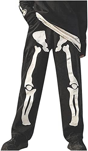 Csontváz, a Koponya a Nyomtatás Jeans Női Magas Derék, Széles Láb Bő Farmer Nadrág Y2k E Lány, Goth, Punk Streetwear