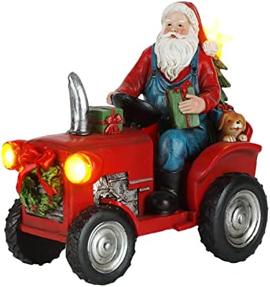 DUSVALLY Karácsonyi Mikulás & Traktor Figura Dekoráció Asztal Szobor, a Led-up Ajándék Gyerek & Felnőtt, Vintage Piros