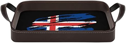 Évjárat Izlandi Zászló Bőr Tálca Szervező Z Tálca fogantyúval Dekoratív Tálca Haza, Konyha, Nappali