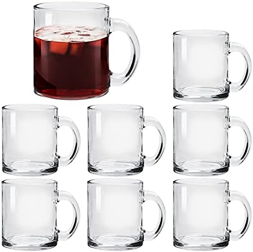 Üveg Kávés Bögre Készlet (8 Db) 12 Uncia Kényelmes Fogantyú, Tea Szemüveg Hideg/Meleg Italok, Termikus Sokk Ellenálló,