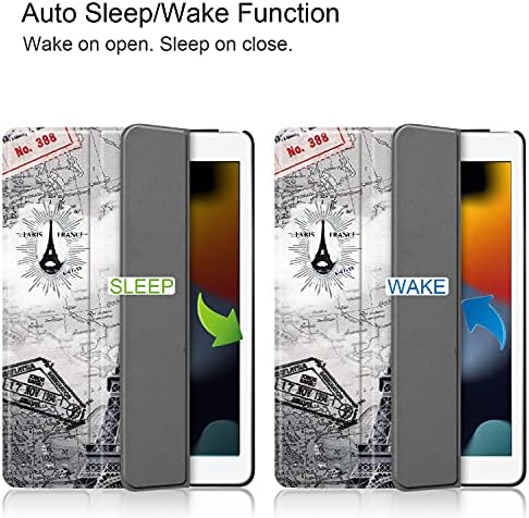 Tok iPad 10.2 2021/2020/2019, Ütésálló Smart Cover Vékony, Könnyű Védő Bőr Shell Auto Sleep/Wake Trifold Stand for iPad