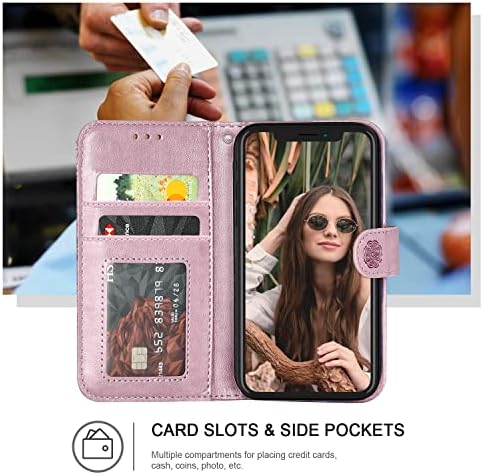 Ateeky iPhone 12 Mini Tárca az Esetben, [Állvány Funkció] Védő PU Bőr Flip Cover Hitel Kártya Slot[Oldalra Készpénz