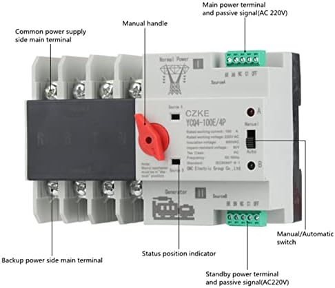EKSIL YCQ4-100E/4P 63A 100A Din Sín ATS PV pedig Inverter Dual Power Automatikus Átutalás Választó Kapcsolók Megszakítás