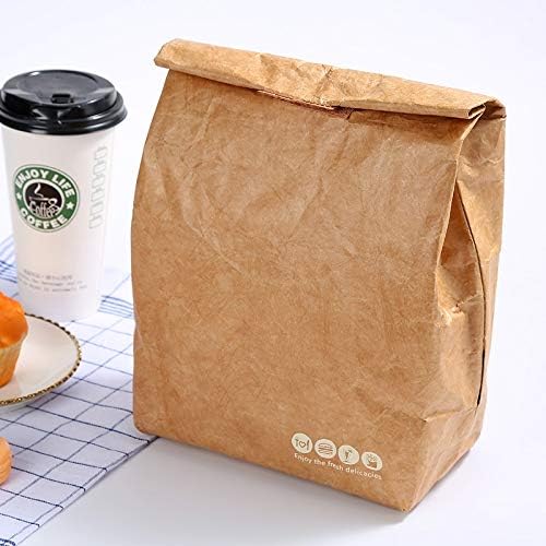 Újrafelhasználható Ebéd Bag Összecsukható Szivárgásmentes Nagy Kapacitású Ebéd Táska Vízálló Hőszigetelés Kraft Papír,