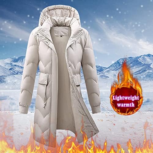CHSWVUKQ Téli Meleg Kabátok Női Sűrűsödik Puffer Kabát, Bélelt, Szélálló Pakolható Közép -, Hosszú kapucnis Parka Kabát