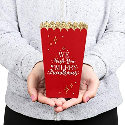 Nagy Dot Boldogság, Piros, Arany Friendsmas - Barátok Karácsonyi Party Szívességet Popcorn Kezelni Doboz - 12