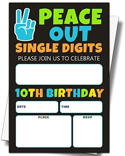 YSTEP 10 Szülinapi Meghívókat, 20 Meghívni Kártyák Borítékok, 4x6 Béke Egyetlen Számjegy Szülinapi Bulira Hív - A11