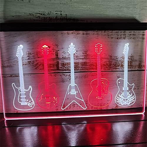 DVTEL Zenekar Gitáros Neon felirat Led Modell Fénnyel Világító Betűk Jelzőtábla Akril Panel Neon Dekoratív Fényt, 40X30cm