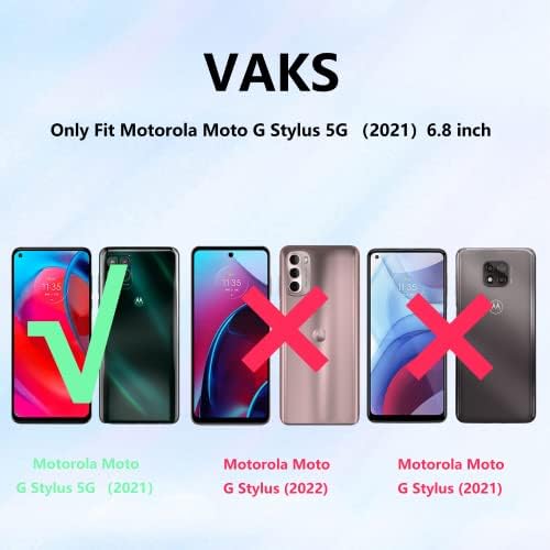 VAKS Moto G Stylus 5G (2021) Tárca Kártya Esetében 2 képernyővédő fólia +2 Kamera Lencséjét Védő,PU Bőr Flip Cover RFID-Blokkoló