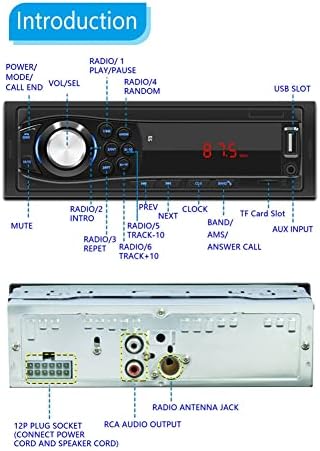 Autó Sztereó Audio Automotivo Bluetooth, USB TF Kártya, FM Rádió, MP3 Lejátszó, PC Típus:12PIN -1028