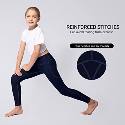 A jóga Aktív Leggings, a Lányok 2 Zsebbel - a Gyerekek Edzés Jóga Nadrág Atlétikai (Pack 4)