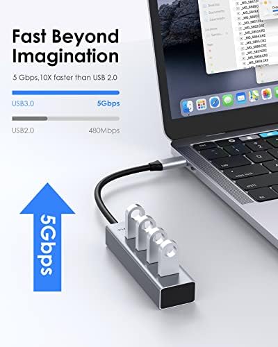 LENTION 4-in-1 USB C Hub, 4 db USB 3.0 Port, USB C-USB-EGY Többportos Adapter 2023- MacBook Pro, Mac Air & Felület,