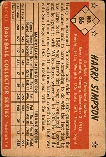 1953 Bowman 86 Harry Simpson Cleveland indians (Baseball Kártya) FAIR Indiánok