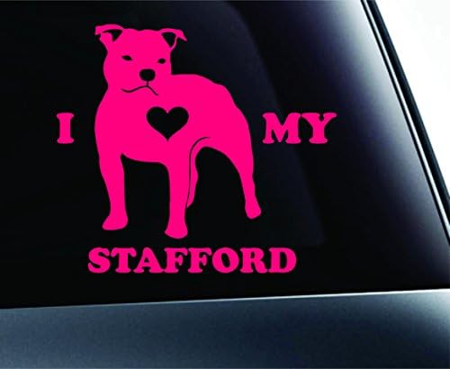 Szeretem A Staffordshire Bull Terrier Szimbólum Matrica Paw Print Kutya Kölyök Pet Családi Fajta Szeretet Autó Teherautó